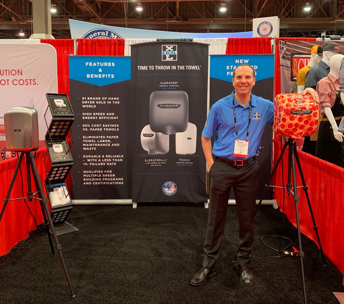 Excel Dryer Rep at a Trade Show Booth